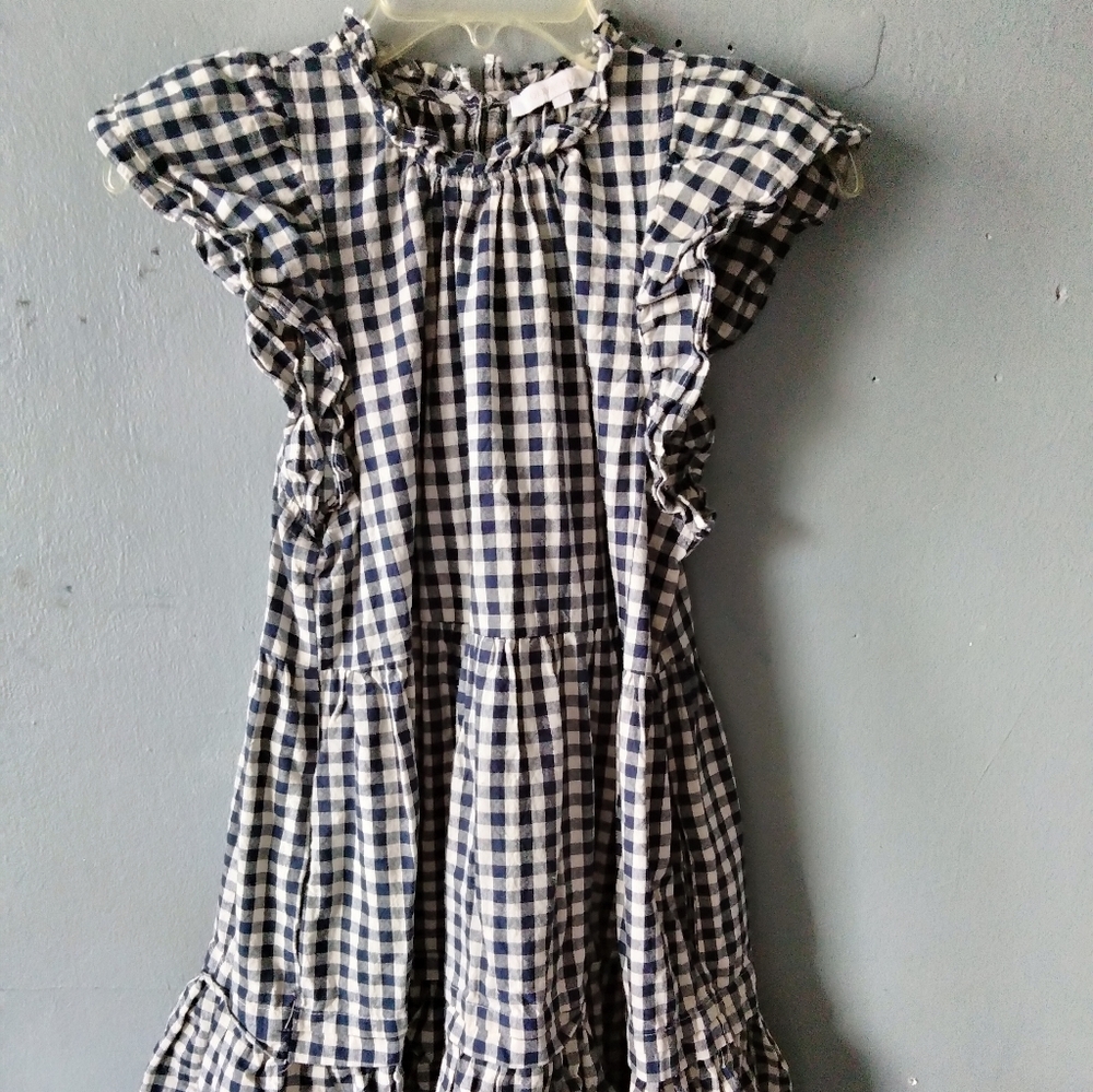 Youth Girls Blue/White Checkered Olivaceous Brand Dress.. Pleated and ruffled..